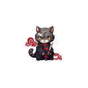 Katana Selfie: Warrior Cat's Photo Op Sticker